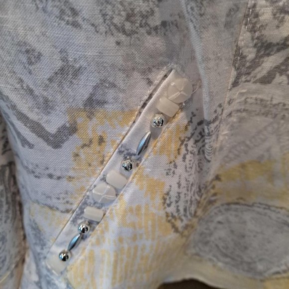 RUBY Rd‎ Button Up Shirt Yellow and Gray Design Size 18 - Picture 6 of 7